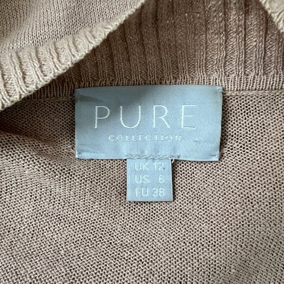 Pure Collection Tan Linen/Cotton Waterfall Hem Open Front Cardigan EU 38 | US 6 - Picture 9 of 10